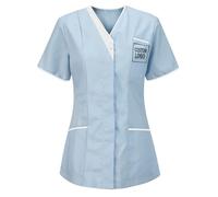 Custom Scrub Tops Personalised Medical Uniforms & Scrubs V-Neck Scrubs Short Sleeve with 2 Pockets Design Your Own Nurses Top with Hospital or Your Name Soft Comfy Uniforms Shirt Workwear Healthcare