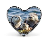 Custom Sea Otters Lapel Pin Aluminum Alloy Button Badge Personalized Heart Exquisite Brooch Classic Mini Pin for Backpacks Hat Suit Jacket Decoration