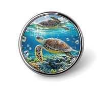 Custom Sea Turtles Painting Lapel Pin Aluminum Alloy Button Badge Personalized Exquisite Brooch Classic Mini Pin 1 Inch for Backpacks Hat Suit Jacket Clothing Decoration