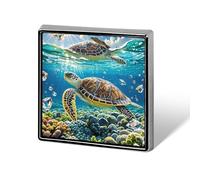 Custom Sea Turtles Painting Lapel Pin Aluminum Alloy Button Badge Personalized Exquisite Brooch Classic Mini Pin 0.7" X 0.7" Inch for Backpacks Hat Suit Jacket Clothing Decoration
