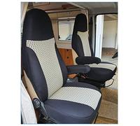 BREMER SITZBEZÜGE Custom Seat Covers Protective Covers Pilot Seats Driver and Passenger Set Compatible with Motorhome Fiat Ducato 812 Black/Beige
