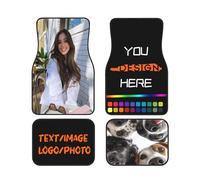 Custom Set of 4 Car Floor Mats, Personalized Decorative Car Mats with Text Photo Logo Non-Slip for Trailer RV SUV and Many Vehicle
