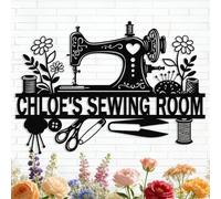 Custom Sewing Room Metal Sign, Personalized Sewing Machine Sign With Flower, Sewing Room Decor, Quilting Metal Wall Hanging Sign, Gift for Her Mother's Day (Sewing A)