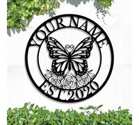 Custom Shed Metal Decor, Personalized Butterfly Wall Decor, Black Metal Wall Art Decor, Personalized Home Iron Signs Plaques