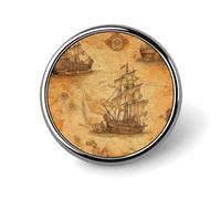 Custom Ship And Compass Lapel Pin Aluminum Alloy Button Badge Personalized Exquisite Brooch Classic Mini Pin 1 Inch for Backpacks Hat Suit Jacket Clothing Decoration