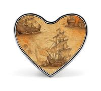 Custom Ship And Compass Lapel Pin Aluminum Alloy Button Badge Personalized Heart Exquisite Brooch Classic Mini Pin for Backpacks Hat Suit Jacket Decoration
