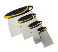 Custom Shop 4-Piece Set of Carbon Spring Steel Body Filler and Putty Spreaders/Scraper Set with Handles (2", 3", 4", 6")