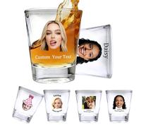 Custom Shot Glasses Personalised with Photo Name Text Customised 1.5oz Funny Whiskey Shot Glass Bulk Gift for Men Dad Birthday Wedding Anniversaries Bachelorette Party Favors-Face