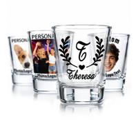 Custom Shot Glasses Personalised with Photo & Text, 1.5 oz / 45ml Whiskey Glasses Bulk Customised for Weddings Parties Birthdays Gifts