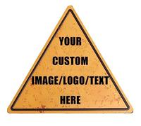 Custom Signs Design With Your Own Image/logo/Text Metal Sign Vintage Style for Wall Outdoor Road Tin Signs Decor Indoor Gift Business Yard (Triangle 13.8x12 inch)
