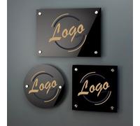 Custom Signs for Business,Personalised Acrylic Plaque House Number Sign Printed Logo Acrylic Name Plate for Indoor Outdoor Company Name Plaque Doors Sign (Black,30cmx30cm)