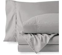 Custom Silk Luxury 7 Piece Bed Sheet Set, Extra Soft 800 Thread Count & 100% Long Staple Egyptian Cotton, 26cm Deep Fitted Sheet & Zipper Duvet Cover Bedding - Light Grey Solid, UK Caesar Size.