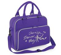 Custom Silver Glitter Ballerina Girls Junior Dance Bag Kids Personalised Name Dancing School Ballet Class Kit Bag, One Size, Purple