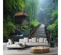 Custom Size Bamboo Forest Path Cottage Peel and Stick Wallpaper - Removable Self-Adhesive Mural for Living Room, Bedroom & Zen Space Decor