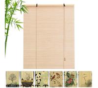 Custom size Bamboo Roller Blinds with Photo, Natural Wood Window Shades Blinds Anti-UV Dustproof Decorative Curtain, Screen Partition Blind, for Indoor/Outdoor/Garden