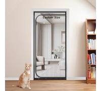 Custom Size Cat Dog Screen Door, Pets Proof Door Screen with Double-Side Zipper, Self-Adhesive Cat Safety Nets, Balcony Bedroom Nets, Fly Screen Door Netting (W*H:120 * 220cm)