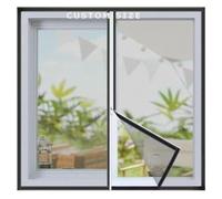 Custom Size Cat Proof Window Screen, High Density Transparency Window Mesh, Window Protector Screen Keep Bugs/Mosquitoes Out, Self-Adhesive Netting with Zip