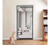 Custom Size Cat Screen Door Anti Fly Mesh Door Curtains with Zip for Bedroom, Piano room, Balcony, Greenhouse, Prevent Dogs Cats Running out from Home (C-Zipper Opening,Black)