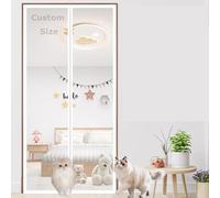 Custom Size Cat Screen Door Mesh, Self-Adhesive Cat Proof Screen Net with Zipper, Insect Protection Door Mesh, Anti Mosquito Netting for Bedroom Kitchen Balcony (Custom Size)