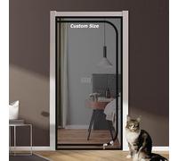 Custom Size Cat Screen Door Partition Mesh, Prevent Dogs Cat Running Out from Home, Balcony Safety Screen, Self-Adhesive Fly Screen Net with Double-Side Zipper (W*H:85 * 195cm)