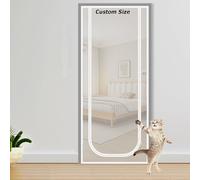 Custom Size Cat Screen Door, Self-Adhesive Cat Balcony Nets Fly Screen Mosquito Netting with Double-Side Zipper, Prevent Dogs Cats Running Out from Home (Custom Size)