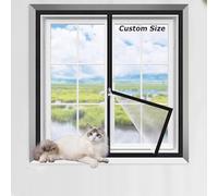 Custom Size Cat Window Protection Net with Zipper, Self Adhesive Window Safety Mesh for Cat, Anti Mosquito Insect Fly Screen Mesh Protective Window Net for Balcony