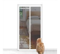 Custom Size Door Curtain for Bedroom Kitchen Patio, Self-Adhesive Cat Screen Door Pet Proof Screen Net, Fly Screen Anti-Bug Mosquito Netting, Double Zip (Custom Size)