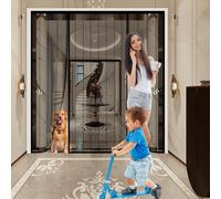 Custom Size Fly Screens for Doors,Double Magnetic Fly Screen Door with Full Frame Hook and Loop, Powerful Magnets, Keep Fly Bug Out Snap Shut Automatically for Patio Door, Pet Friendly Mosquito Net