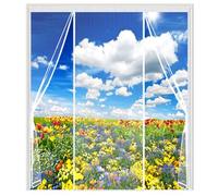 Custom Size Fly Screens for Doors,Double Magnetic Fly Screen Door with Full Frame Hook and Loop, Powerful Magnets, Keep Fly Bug Out Snap Shut Automatically for Patio Door, Pet Friendly Mosquito Net