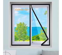 Custom Size Fly Screens for Window Nets to Keep Bugs Out Mosquito Net Window Insect Screen Mesh with Zipper Opening,Self-Adhesive Cat Window Guard Screen