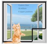 Custom Size Fly Screens,Self-Adhesive Mosquito Insect Flies Bugs Window Screen Mesh,Cat Proof Window Net,Double Zipper Semi-Transparent Netting