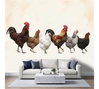 Custom Size Photo Wall Mural Cottagecore W350 x H256 cm | Premium Non-Woven Mural Wallpaper, Farm Animal Rooster Wall Art 3D Wallpaper Decoration for Living Room Bedroom TV Backdrop