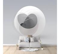 Custom Size Photo Wallpaper, Minimalist Sphere Theme Non-Woven Mural Wallpaper, Grey Wall Art 3D Mural Decoration for Gaming Room Living Room Bedroom Kitchen Office, 98.4" x 68.8"