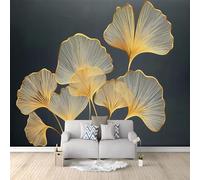 Custom Size Photo Wallpaper, Plant Luxury Leaves Lines Theme Non-Woven Mural Wallpaper, Grey Wall Art 3D Mural Decoration for Gaming Room Living Room Bedroom Kitchen Office, 78.7" x 55.1"