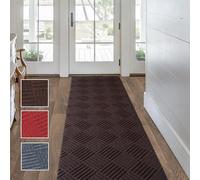 Custom Size Solid Plain Rubber Backed Non-Slip Hallway Stair Runner Rug Carpet, Heavy Duty Durable Large Front Door Mats Indoor Entrance Mat, 2FTX6FT, Brown