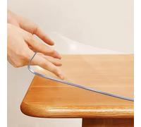 Custom Size Table Cover Clear Protector, Waterproof PVC Desk Mat, Bespoke Office Furniture Floor Surface Anti-Scratch Plastic Transparent Tablecloth Heat Resistant, Countertops Glass Surfaces