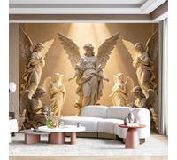 Custom Size Wall Mural Angel Sculpture Ensemble European Classic Marble Art Deco Light Luxury SelfAdhesive Wall Fabric Removable for Home Office Decor