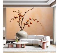 Custom Size Wall Mural Autumn Branch Berries Vase Organic Botanical Nature Inspired SelfAdhesive Wall Fabric Removable for Home Office Decor