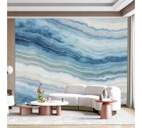 Custom Size Wall Mural Blue Agate Stone Swirl Texture Abstract Watercolor Art SelfAdhesive Wall Fabric Removable for Home Office Decor