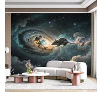 Custom Size Wall Mural Celestial Mouse Nebula Swirls and Stars Space Art SelfAdhesive Wall Fabric Removable for Home Office Decor
