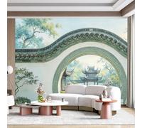 Custom Size Wall Mural Chinese Garden Pavilion Courtyard Landscape Oriental Architecture Serenity Watercolor Style SelfAdhesive Wall Fabric Removable for Home Office Decor