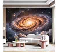 Custom Size Wall Mural Cosmic Nebula Swirl Galaxy Space Planets Stars Abstract Watercolor SelfAdhesive Wall Fabric Removable for Home Office Decor
