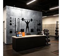 Custom Size Wall Mural Fitness Gym Weightlifting Exercise Equipment Industrial Metal Texture Silhouette SelfAdhesive Wall Fabric Removable Wallpaper Wall Decor for Health Club Apartment Gym
