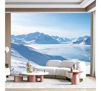 Custom Size Wall Mural Frozen Lake Snowy Mountain Winter Landscape Arctic Scenery Panoramic Nature View SelfAdhesive Wall Fabric Removable for Home Office Decor
