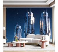 Custom Size Wall Mural Futuristic Cityscape Cyberpunk Skyscrapers Night Skyline SciFi Architecture SelfAdhesive Wall Fabric Removable for Home Office Decor