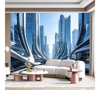 Custom Size Wall Mural Futuristic Urban Architecture Modern City Skyline Contemporary Minimalist SelfAdhesive Wall Fabric Removable for Home Office Decor