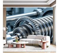 Custom Size Wall Mural Industrial Gear Mechanism Metallic Machinery Precision Engineering Modern Abstract SelfAdhesive Wall Fabric Removable for Home Office Decor