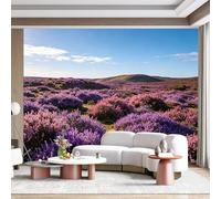 Custom Size Wall Mural Lavender Field Blooming Meadow Purple Flower Landscape Pastoral Scenery SelfAdhesive Wall Fabric Removable for Home Office Decor