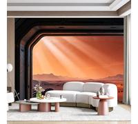 Custom Size Wall Mural Mars Desert Landscape Space Window View Futuristic SciFi Panoramic SelfAdhesive Wall Fabric Removable for Home Office Decor