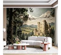 Custom Size Wall Mural Medieval Castle Forest Path Landscape European Classic Oil Painting Style SelfAdhesive Wall Fabric Removable for Home Office Decor